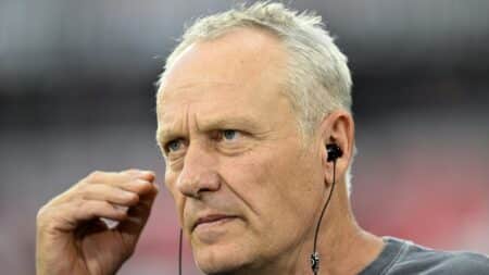 Foto: Freiburg-Trainer Christian Streich © AFP/SID/THOMAS KIENZLE